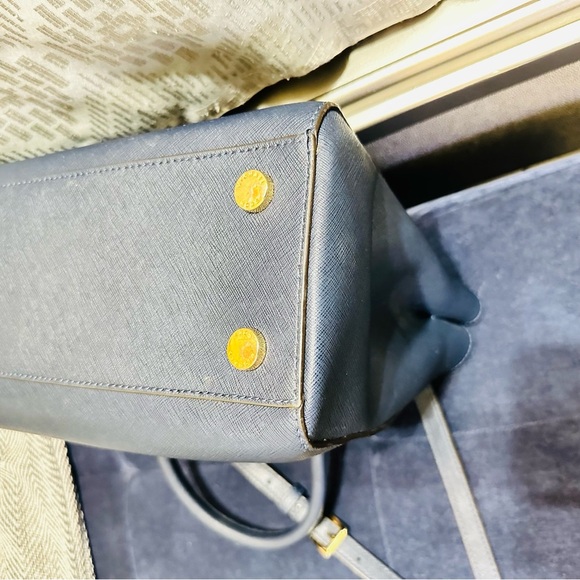 Michael Kors Satchel in Blue with Elegant Gold Tone Accents Crossbody Bag - Picture 12 of 14